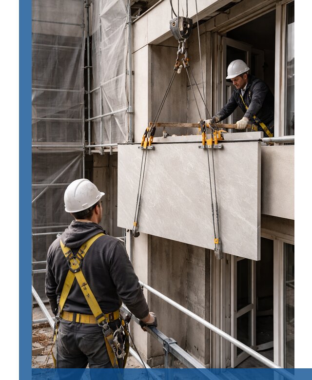 Подъем керамогранита на этаж в Серове грузчиками и техникой