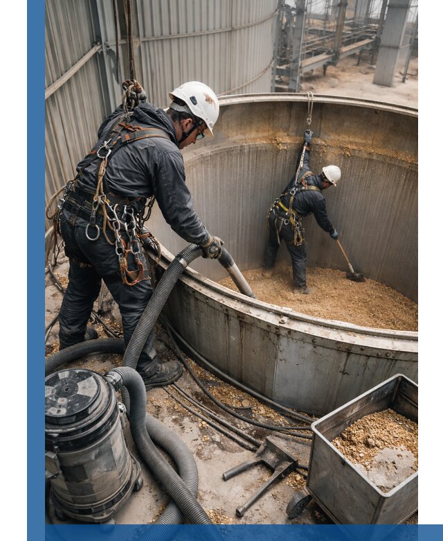 Профессиональная чистка зерновых бункеров в Серове с выездом